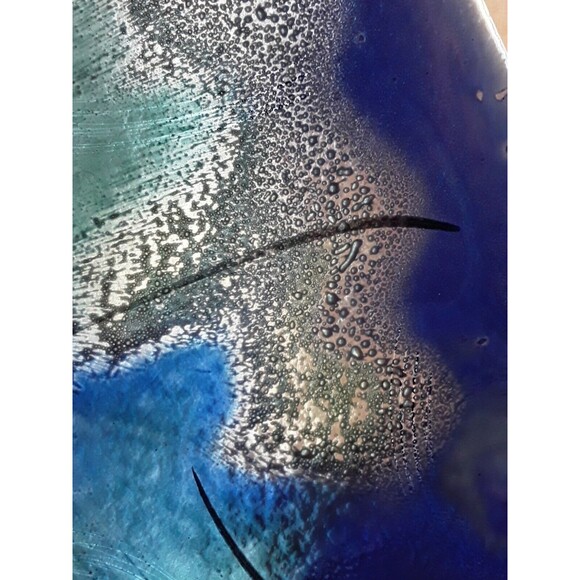 Andreas Meyer Blue Glass Hand Made in Israel Fused Art Nahariya Dish - Picture 7 of 8